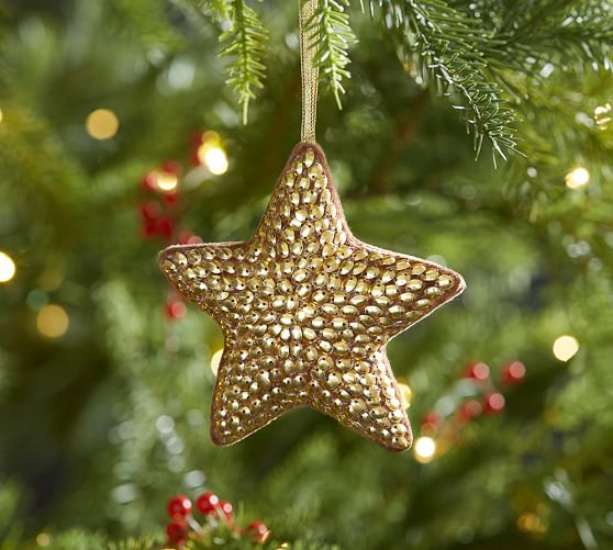 Pottery Barn SABYASACHI ORNAMENT - GOLDEN SEQUIN STAR pottery barn holiday decorating event sale