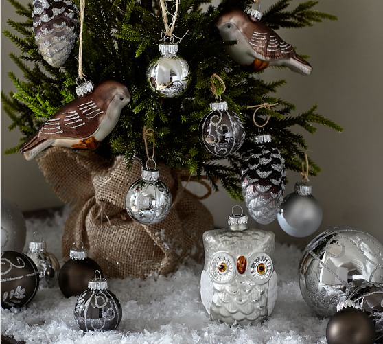 Pottery Barn SILVER CRITTERS ORNAMENT SET - SET OF 20 pottery barn cyber monday sale