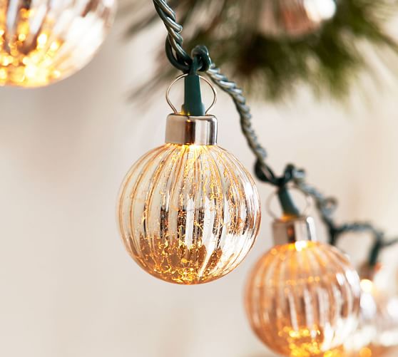 Pottery Barn SILVER MERCURY GLASS STRING CHRISTMAS LIGHTS pottery barn holiday decorating sale
