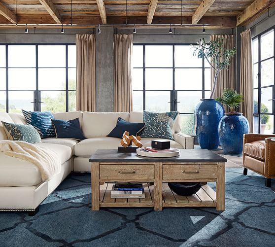 Pottery Barn TONAL TILE TUFTED RUG - INDIGO pottery barn rugs sale
