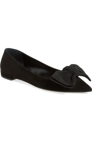 Prada Pointy Toe Ballet Flat (Women) Black pointed toe flats 