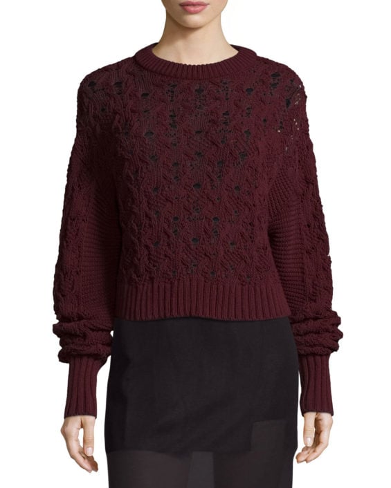 Public School Seed-Stitched Cable-Knit Pullover Sweater Burgundy cable knit sweaters