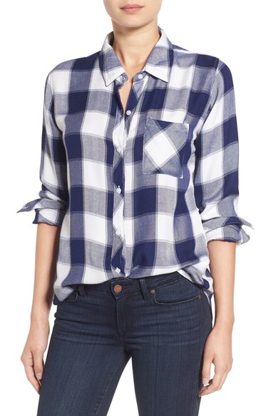 Rails Hunter Button Down Plaid Shirt Navy White Buffalo Nordstrom pre-black friday sale
