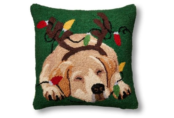 Reindeer Dog 16x16 Wool Pillow Yellow Christmas Lights One Kings Lane