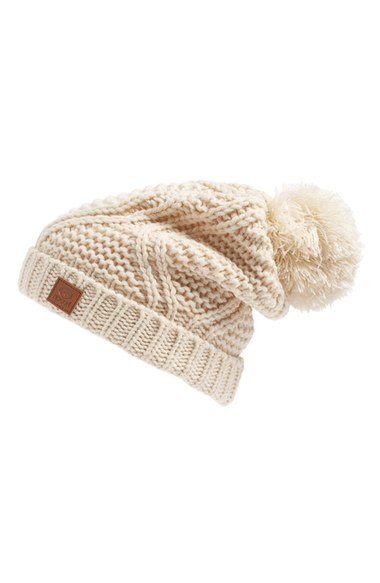 Rip Curl Slouchy Pompom Beanie Off White pom beanies