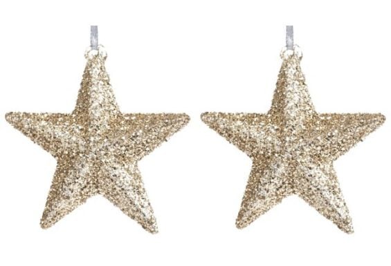 S/2 3" Glass Glitter Ornament, Silver One Kings Lane 20% off holiday decor sale