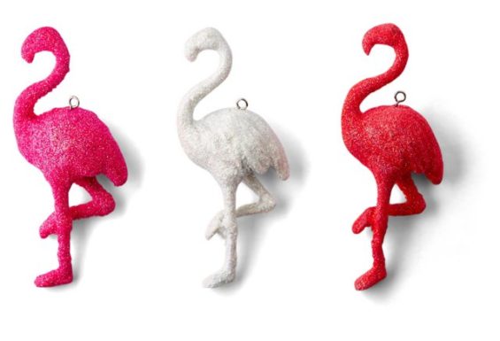 S/3 Flamingo Ornaments, Red/Multi/Pink One Kings Lane 20% off holiday decor sale