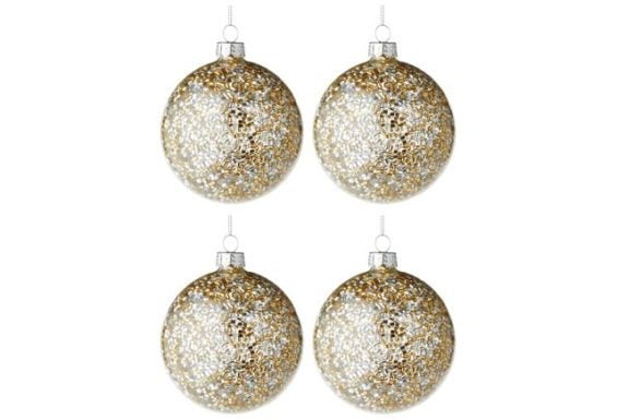S/4 3" Bugle-Bead Ornaments, Gold One Kings Lane 20% off holiday decor sale