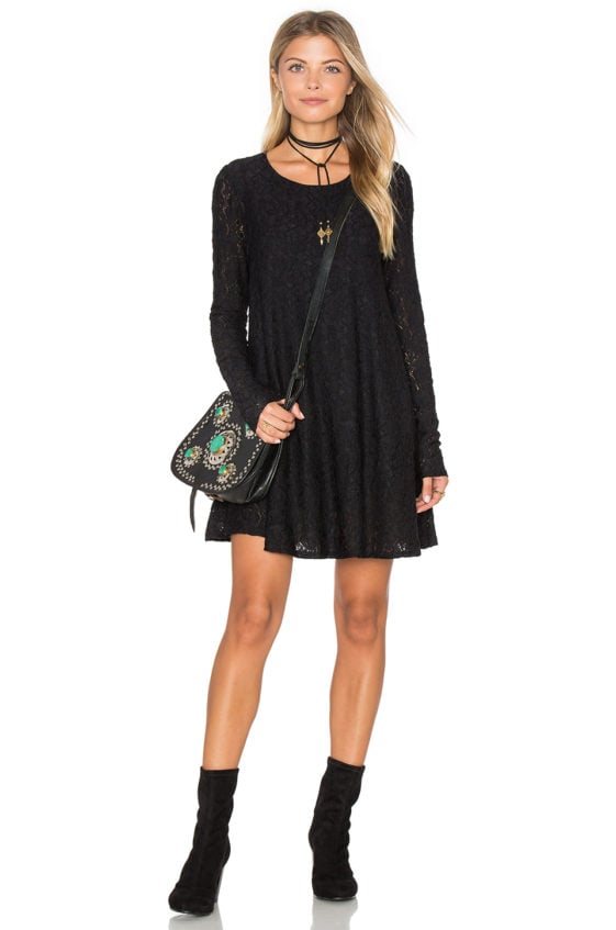 SHOW ME YOUR MUMU Tyler Tunic Dress Falling Leaf Lace Black tunic dresses 