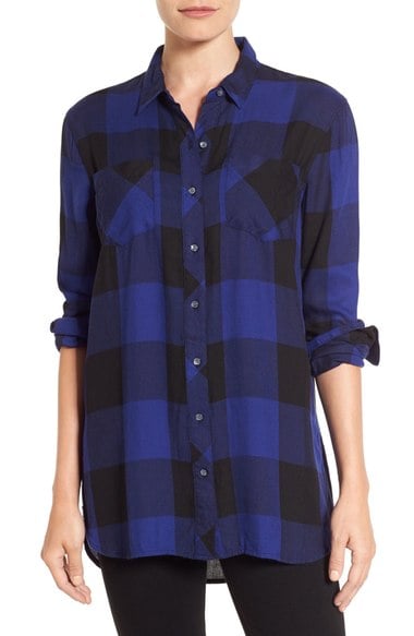 Sandra Two-Pocket Plaid Boyfriend Tunic (Regular & Petite) Blue Nordstrom pre-black friday sale