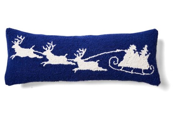 Santa Sleigh 22x9 Wool Pillow, Navy One Kings Lane holiday decor sale