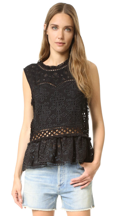 Sea Eyelet & Lace Top Black lace tops holiday party season