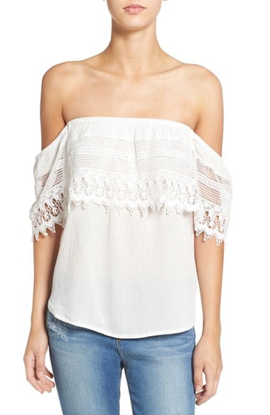 Socialite Crochet Off the Shoulder Top Ivory Nordstrom pre black friday sale