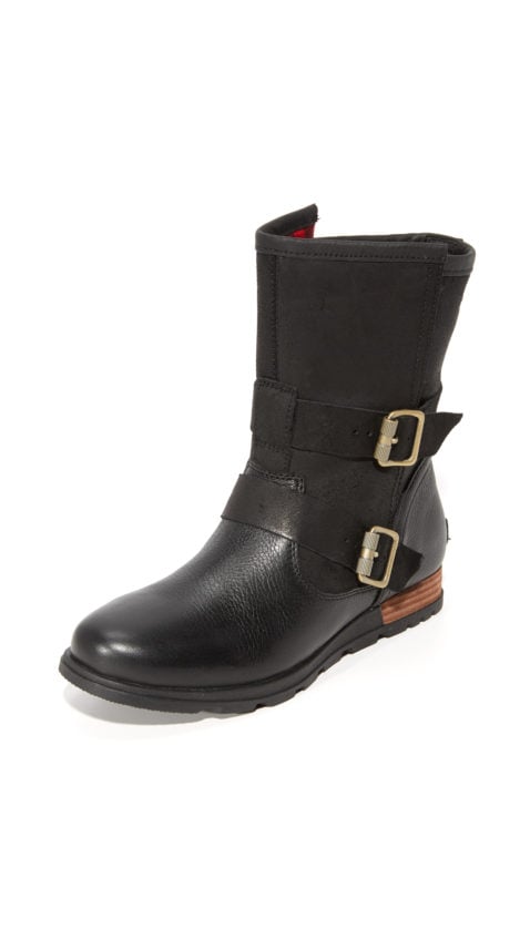 Sorel Major Moto Boots Black Dark Fog flat boots