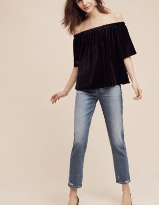 Sunday In Brooklyn Velvet Off-The-Shoulder Top Black Anthropologie cyber monday sale