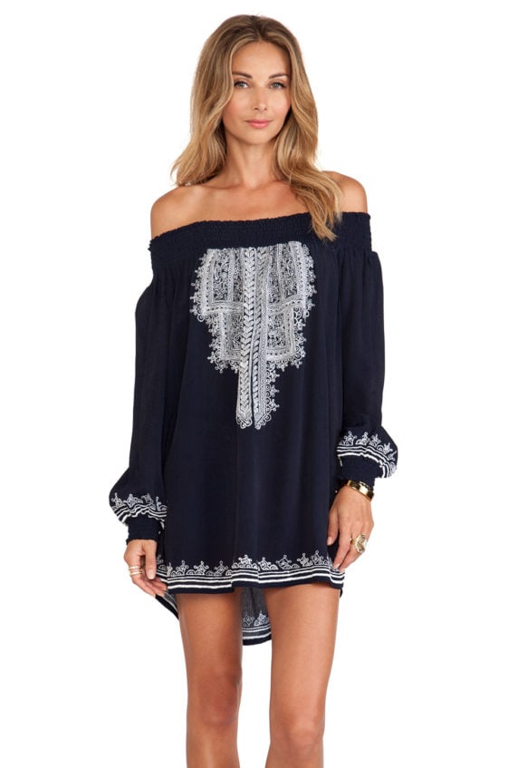 TULAROSA Jacqueline Straight Off The Shoulder Tunic Navy tunic dresses