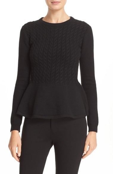 Ted Baker London 'Mereda' Cable Knit Peplum Sweater Black cable knit sweaters winter