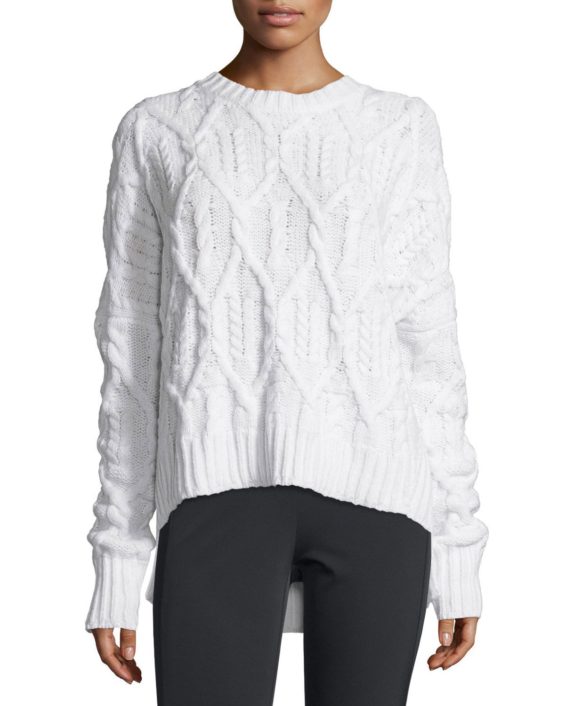 Theory Karenia Aural Cable-Knit Sweater Ivory cable knit sweaters 
