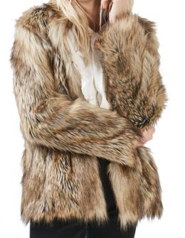 Topshop Kate Faux Fur Coat Brown faux fur coats