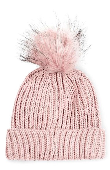 Topshop Tipped Faux Fur Pom Beanie Nude pom beanies winter 