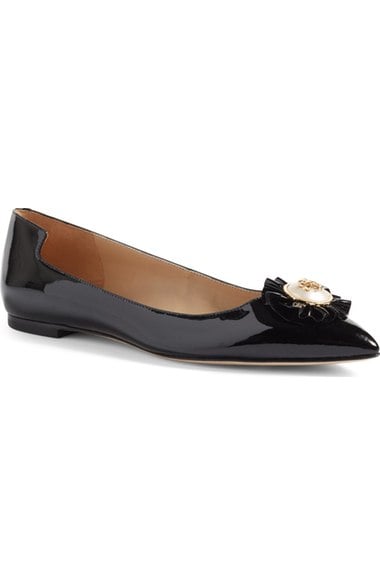 Tory Burch Melody Pointy Toe Flat (Women) Black