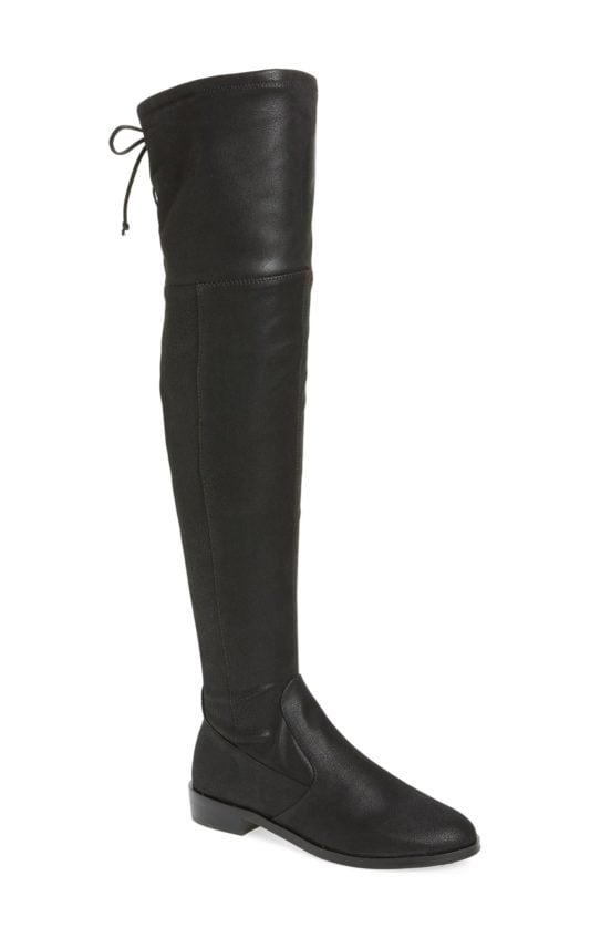 Vince Camuto Crisintha Over the Knee Boot (Women) Black Stretch Suede flat boots 