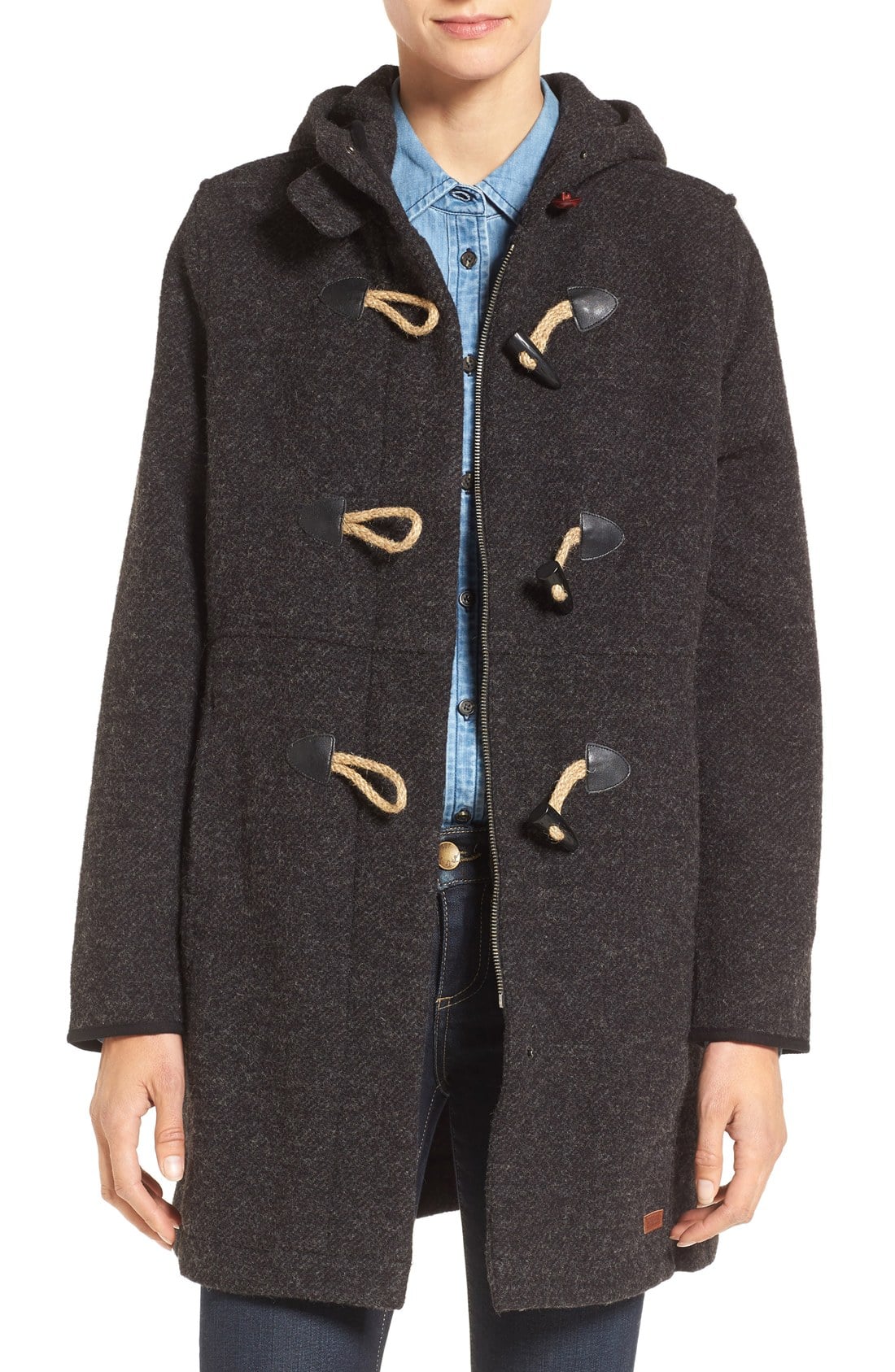 WOOLRICH Century Wool Blend Duffle Coat Black