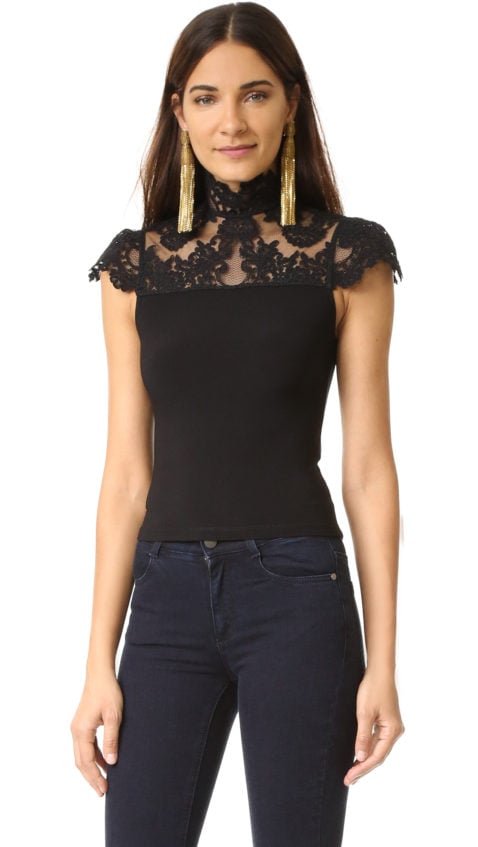 alice + olivia Dandi Lace Blouse Black