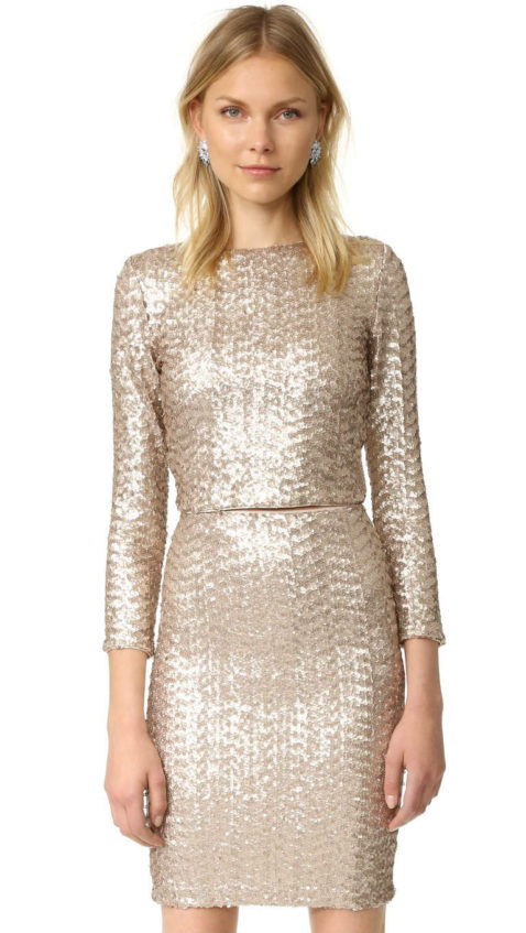 alice + olivia Lebell Sequin Crop Top Nude Pink