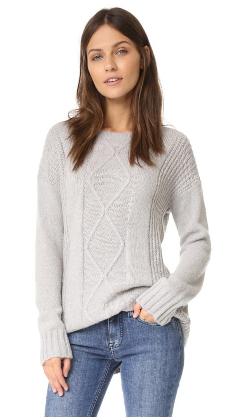 cupcakes and cashmere Fairview Cable Knit Sweater Light Heather Grey cable knit sweaters winter