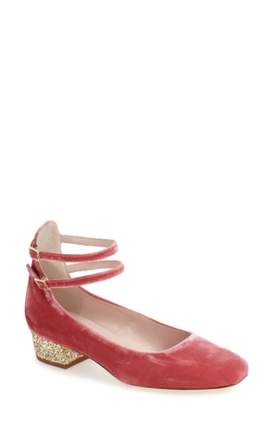 kate spade new york 'marcellina' ankle strap pump (Women) antique rose velvet pumps