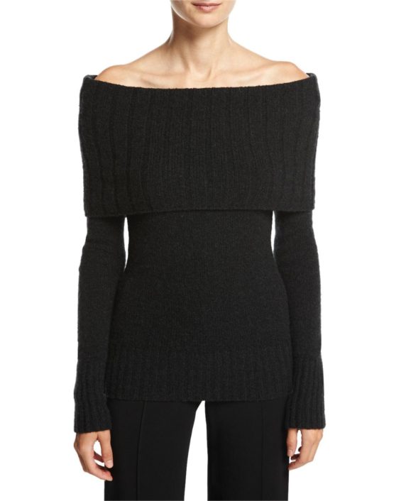 A.L.C. Monica Off-the-Shoulder Wool-Blend Sweater, Charcoal Neiman Marcus friends and family sale