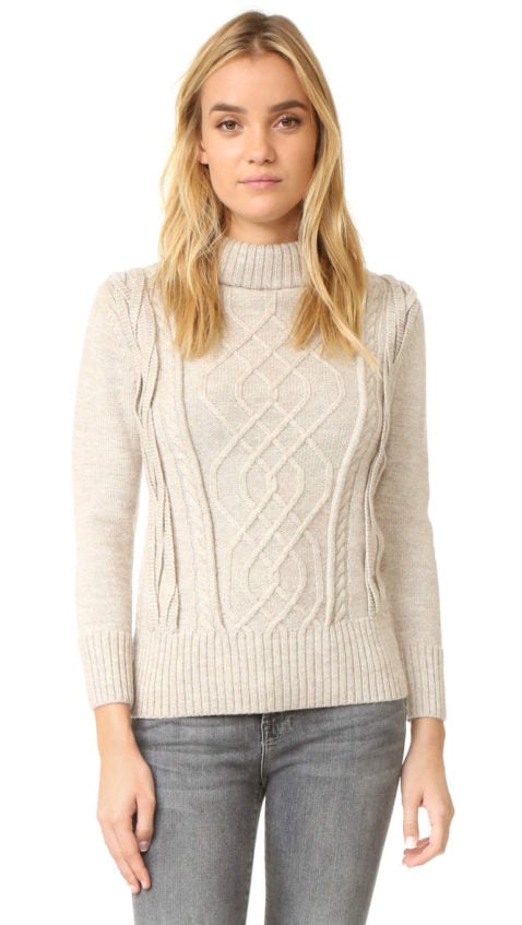 AYR The Louisiana Cable-Knit Turtleneck Sweater Oatmeal