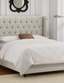 Alex Tufted Wingback Bed, Talc Linen One Kings Lane best of 2016 sale