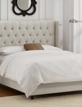 Alex Tufted Wingback Bed, Talc Linen One Kings Lane best of 2016 sale