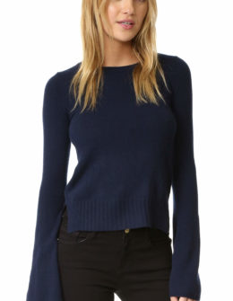 Autumn Cashmere Cashmere Bell Sleeve Sweater Navy Blue bell sleeve sweaters