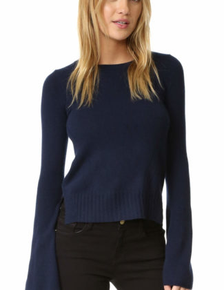 Autumn Cashmere Cashmere Bell Sleeve Sweater Navy Blue bell sleeve sweaters