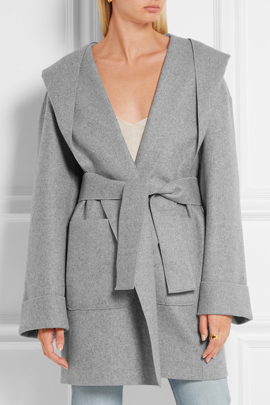BARBARA CASASOLA Hooded cashmere coat gray drape jackets
