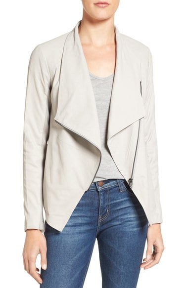 BB Dakota 'Kenrick' Drape Neck Leather Jacket Bone