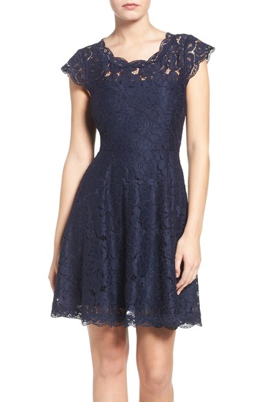BB Dakota Lace Fit & Flare Dress Oilslick Nordstrom