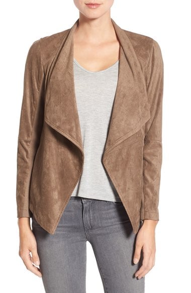 BB Dakota 'Nicholson' Faux Suede Drape Front Jacket Mocha drape jackets