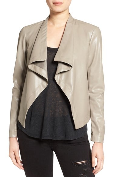 BB Dakota 'Peppin' Drape Front Faux Leather Jacket Toffee drape front faux leather jackets winter