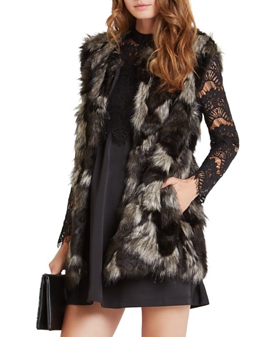 BCBGeneration Dyed Faux Fur Vest Black Combo Bloomingdale's friends and family sale