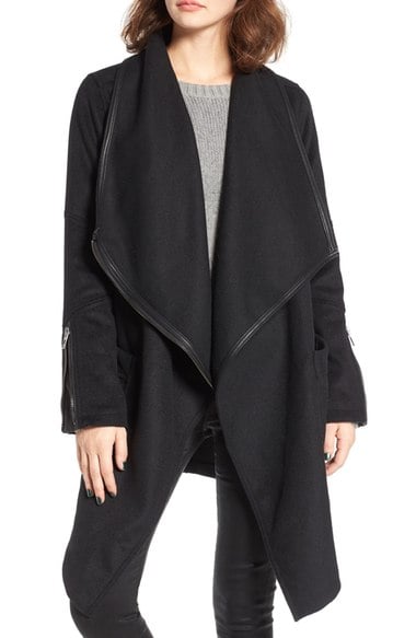 BLANKNYC Blackout Wool Blend Drape Jacket Black drape jackets