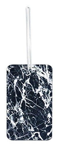 Black and White Marble Print- Rosie Parker Inc. TM High Quality Standard Sized Hard Plastic Luggage Identifier Tag 2.75" x 4" x .090" 