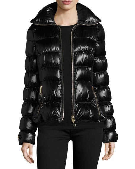 Burberry Ashdon Glossy Fitted Puffer Coat Black 