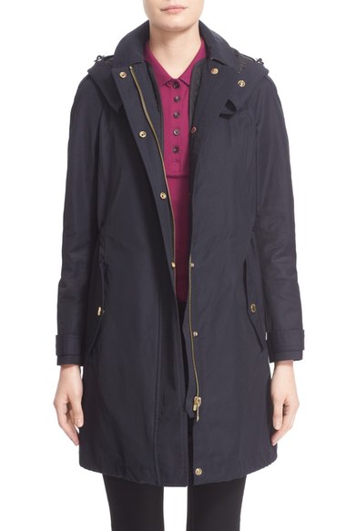 Burberry Brit Burberry Hartlington Hooded Cotton Blend Parka Navy Blue Nordstrom half yearly sale