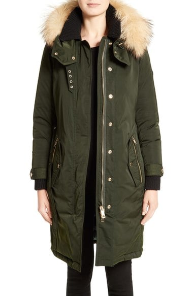 Burberry Hunnbridge Parka with Genuine Fox Fur Trim Dark Cedar Green Nordstrom Half Yearly Sale