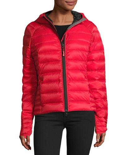 Canada Goose Brookvale Quilted Hoodie Puffer Jacket Red Black