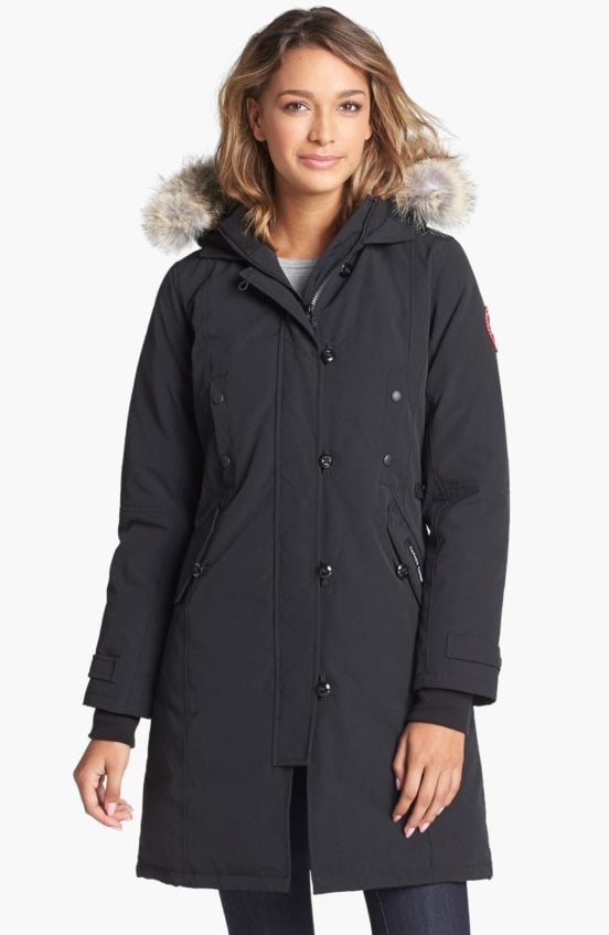Canada Goose Kensington Slim Fit Down Parka Black with Genuine Coyote Fur Trim